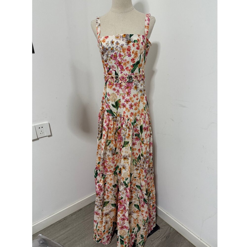 Agua By Agua Bendita lima jardiniera' floral-print linen maxi dress - Picture 2 of 11